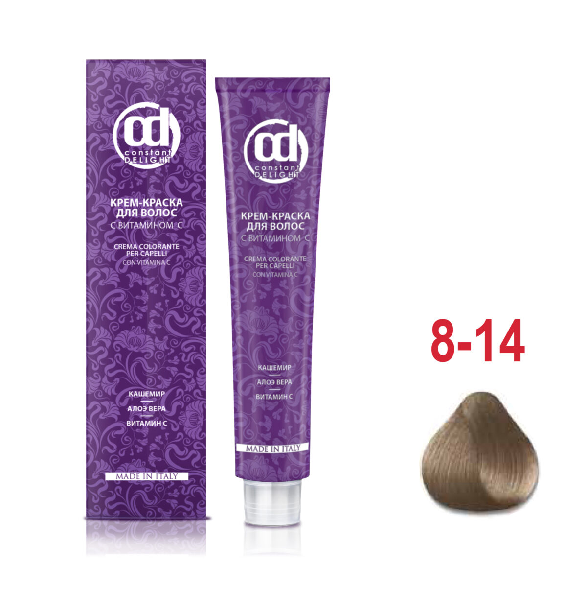 Крем-краска для волос с витамином C 8.14 светло-русый сандре бежевый MINI 60 мл CONSTANT DELIGHT