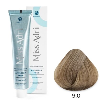 Крем-краска для волос ADRICOCO Miss Adri Brazilian Elixir Ammonia free оттенок 9.0 очень светлый блонд 100 мл