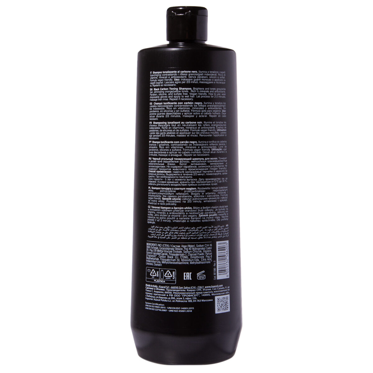 KP_BE1086, BLONDE ELEVATION CHARCOAL SHAMPOO Черный угольный тонирующий шампунь для волос, 1000 мл, KAARAL