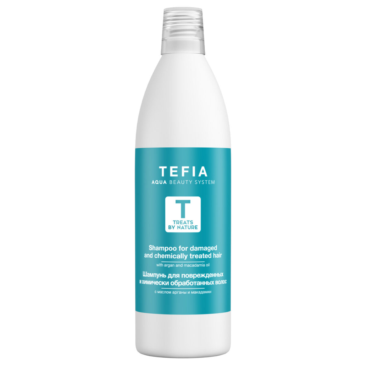Tefia Treats by Nature Шампунь для повреждённых и химически обработанных волос с маслом арганы и макадамии 1000 мл