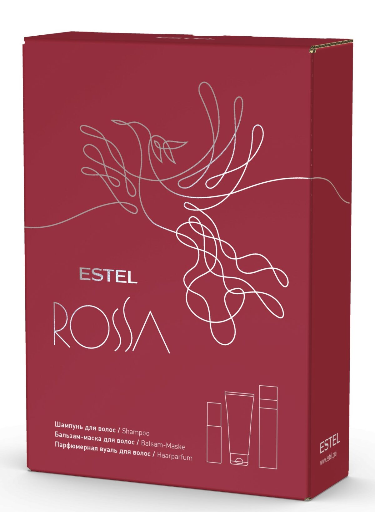 Подарочный набор Rossa: шампунь 250 мл + бальзам-маска 200 мл + парфюмерная вуаль 100 мл ESTEL
