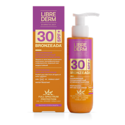 LIBREDERM BRONZEADA Крем солнцезащитный spf30 анти эйдж увлажняющий 150 мл