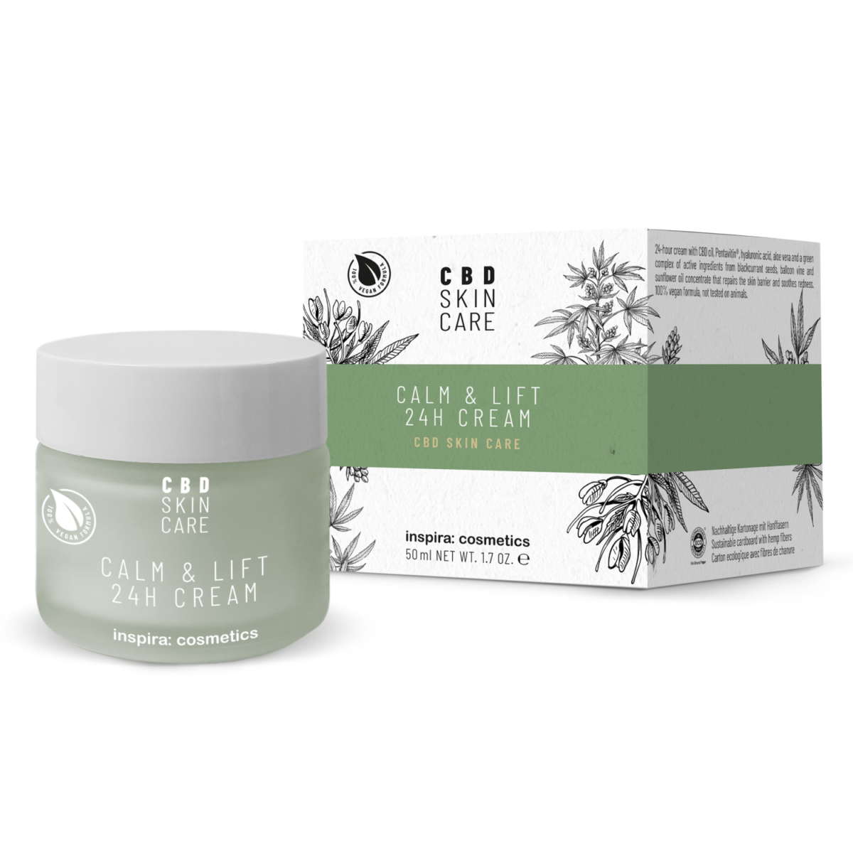 CBD Skin Care 24H Cream Антистресс лифтинг-крем 24-часового действия с маслом CBD 50 мл INSPIRA