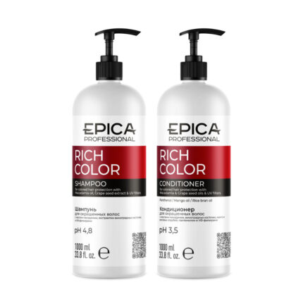 Epica Professional Rich Color Set Набор для ухода за окрашенными волосами шампунь 1000 мл и кондиционер 1000 мл