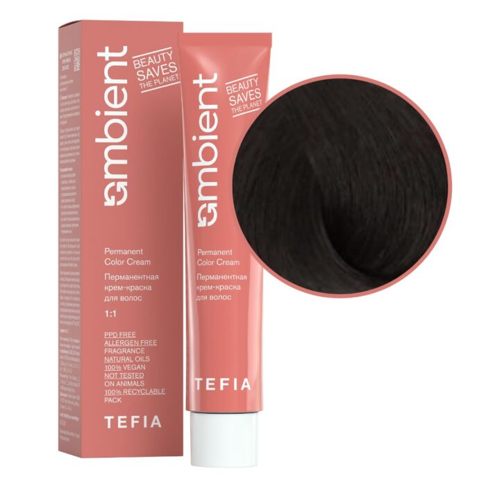TEFIA Ambient 3.0 Перманентная крем-краска для волос Темный брюнет натуральный 60 мл
