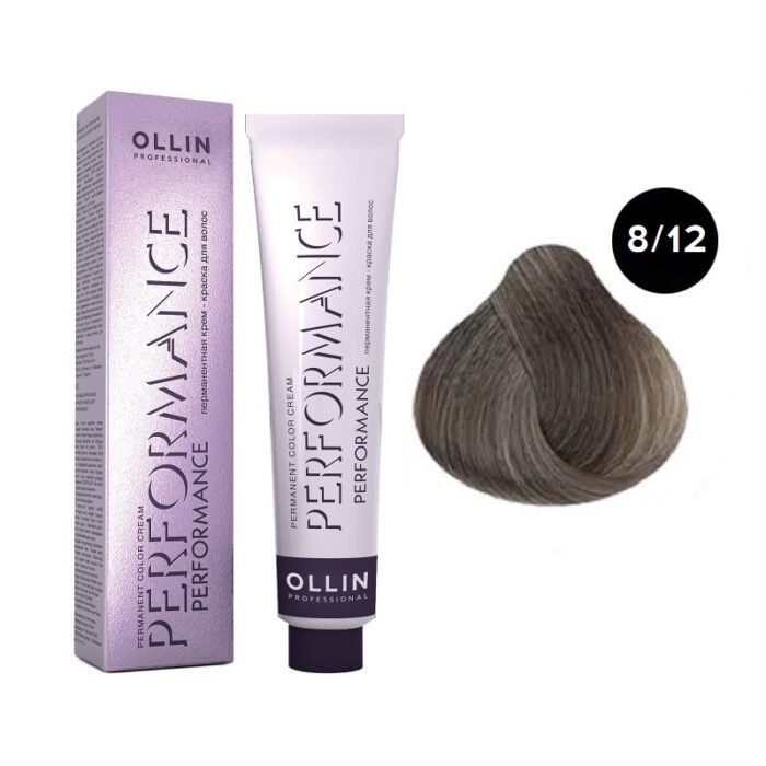 OLLIN Performance Перманентная крем-краска для волос 8/12 светло-русый пепельно-фиолетовый 60 мл — изображение 1