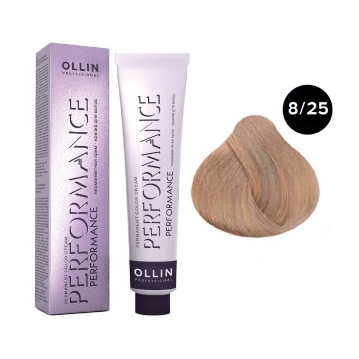 OLLIN Performance Перманентная крем-краска для волос 8/25 светло-русый фиолетово-махагоновый 60 мл — изображение 1