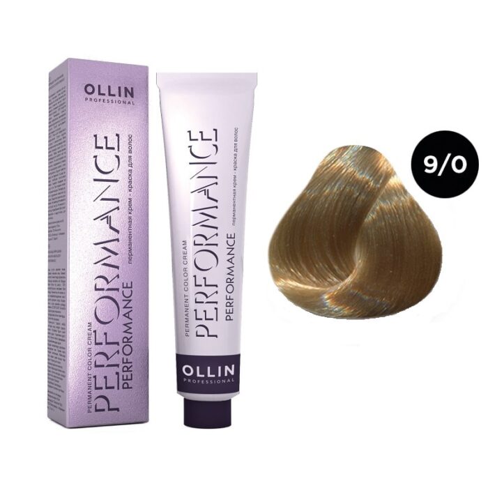 OLLIN Performance Перманентная крем-краска для волос 9/0 блондин 60 мл — изображение 1