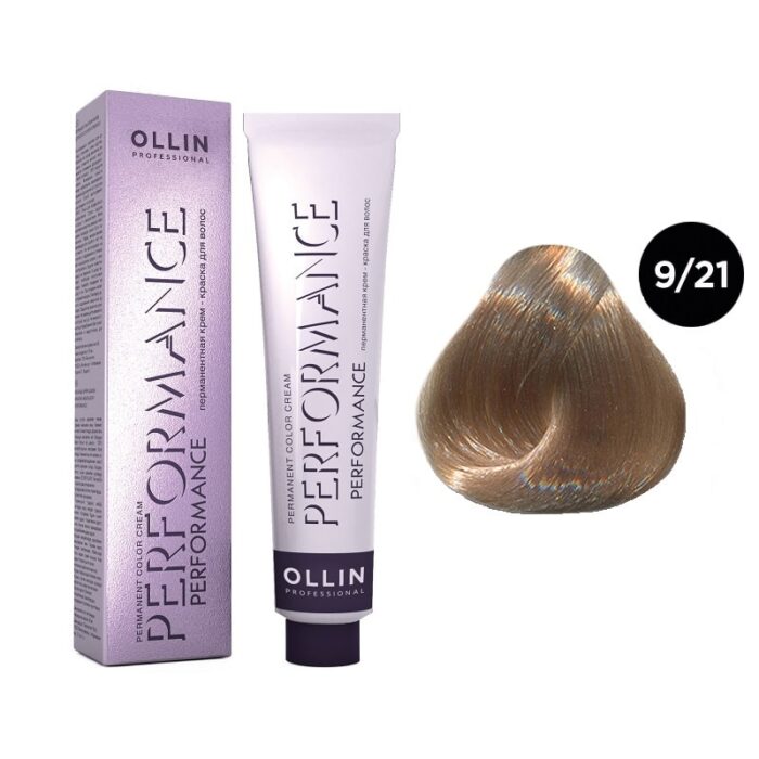 OLLIN Performance Перманентная крем-краска для волос 9/21 блондин фиолетово-пепельный 60 мл — изображение 1