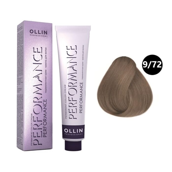 OLLIN Performance Перманентная крем-краска для волос 9/72 блондин коричнево-фиолетовый 60 мл — изображение 1