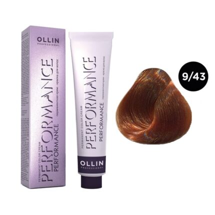 OLLIN Performance Перманентная крем-краска для волос 9/43 блондин медно-золотистый 60 мл
