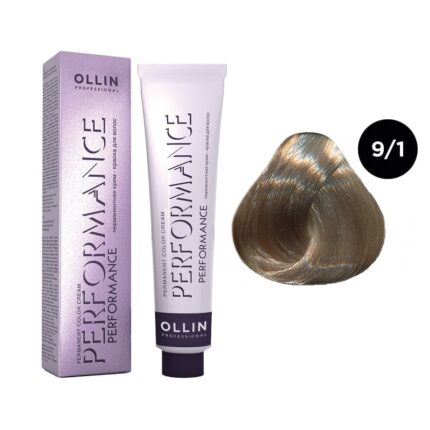 OLLIN Performance Перманентная крем-краска для волос 9/1 блондин пепельный 60 мл