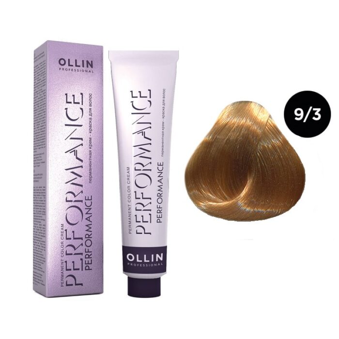 OLLIN Performance Перманентная крем-краска для волос 9/3 блондин золотистый 60 мл — изображение 1