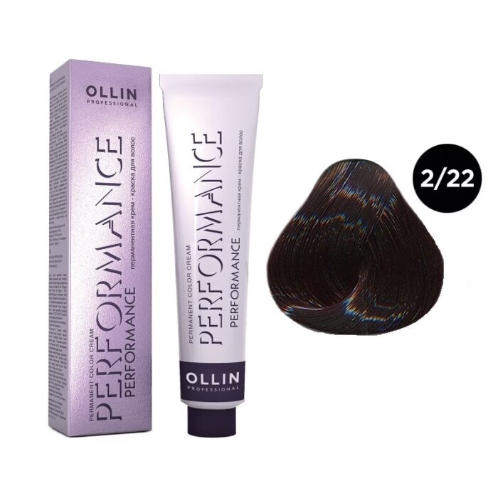 OLLIN Performance Перманентная крем-краска для волос 2/22 черный фиолетовый 60 мл — изображение 1