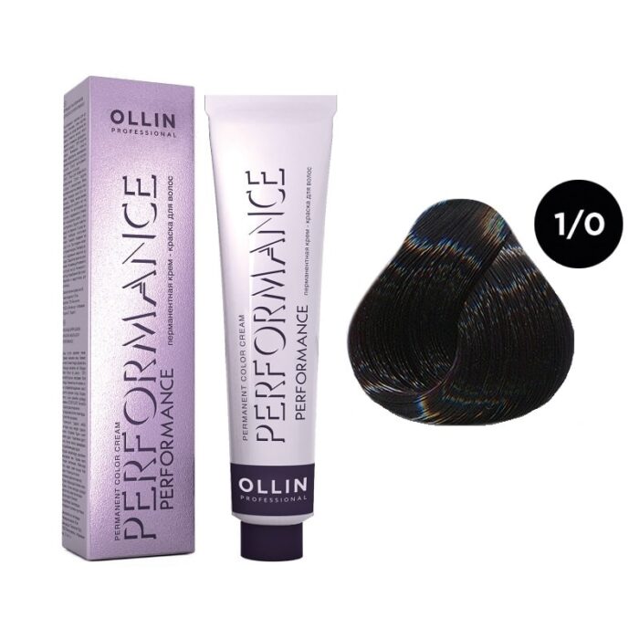 OLLIN Performance Перманентная крем-краска для волос 1/0 иссиня-черный 60 мл — изображение 1