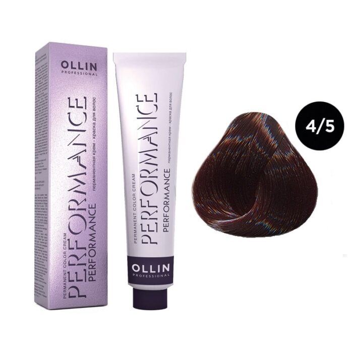 OLLIN Performance Перманентная крем-краска для волос 4/5 шатен махагоновый 60 мл — изображение 1