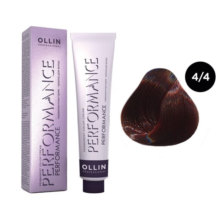 OLLIN Performance Перманентная крем-краска для волос 4/4 шатен медный 60 мл — изображение 1