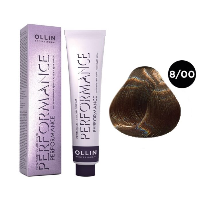 OLLIN Performance Перманентная крем-краска для волос 8/00 светло-русый глубокий 60 мл — изображение 1