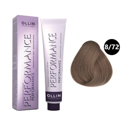 OLLIN Performance Перманентная крем-краска для волос 8/72 светло-русый коричнево-фиолетовый 60 мл