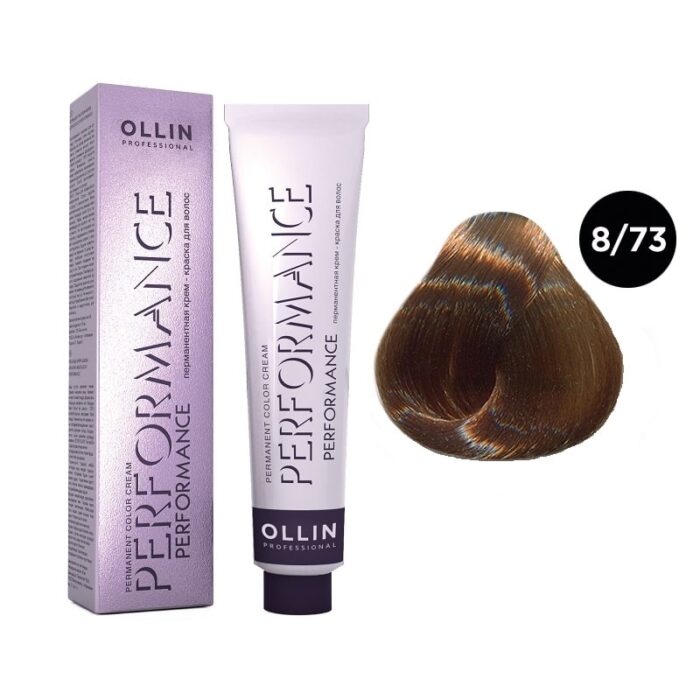 OLLIN Performance Перманентная крем-краска для волос 8/73 светло-русый коричнево-золотистый 60 мл — изображение 1