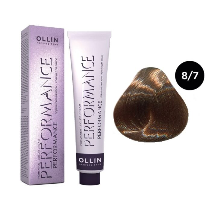 OLLIN Performance Перманентная крем-краска для волос 8/7 светло-русый коричневый 60 мл — изображение 1