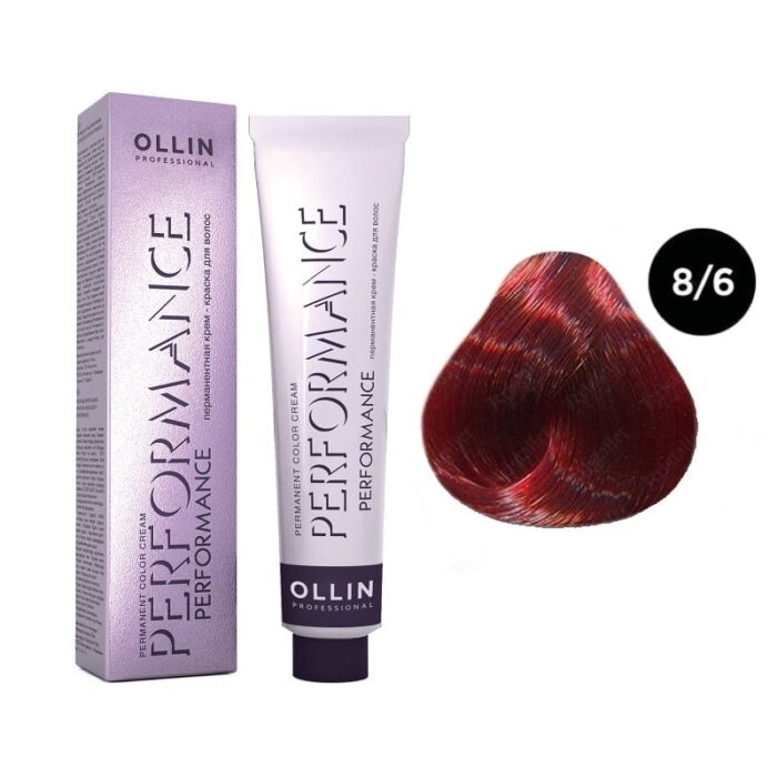OLLIN Performance Перманентная крем-краска для волос 8/6 светло-русый красный 60 мл — изображение 1
