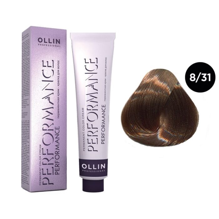 OLLIN Performance Перманентная крем-краска для волос 8/31 светло-русый золотисто-пепельный 60 мл — изображение 1