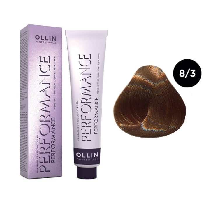 OLLIN Performance Перманентная крем-краска для волос 8/3 светло-русый золотистый 60 мл — изображение 1