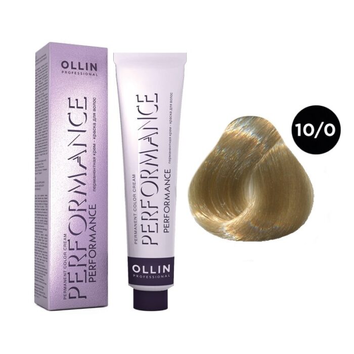 OLLIN Performance Перманентная крем-краска для волос 10/0 светлый блондин 60 мл — изображение 1