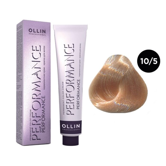 OLLIN Performance Перманентная крем-краска для волос 10/5 светлый блондин махагоновый 60 мл — изображение 1