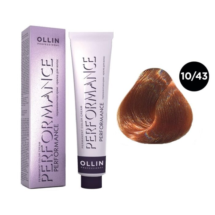 OLLIN Performance Перманентная крем-краска для волос 10/43 светлый блондин медно-золотистый 60 мл — изображение 1