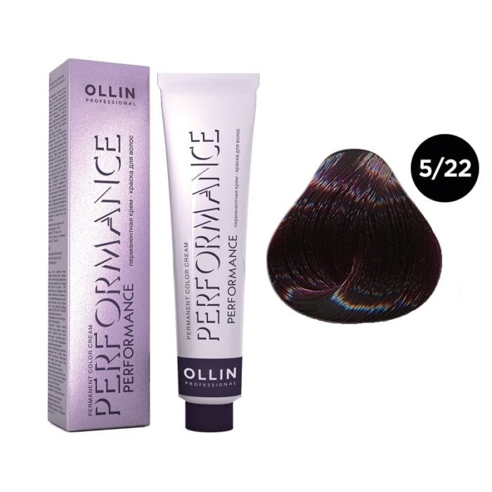OLLIN Performance Перманентная крем-краска для волос 5/22 светлый шатен фиолетовый 60 мл — изображение 1