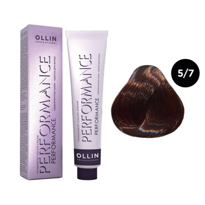 OLLIN Performance Перманентная крем-краска для волос 5/7 светлый шатен коричневый 60 мл — изображение 1