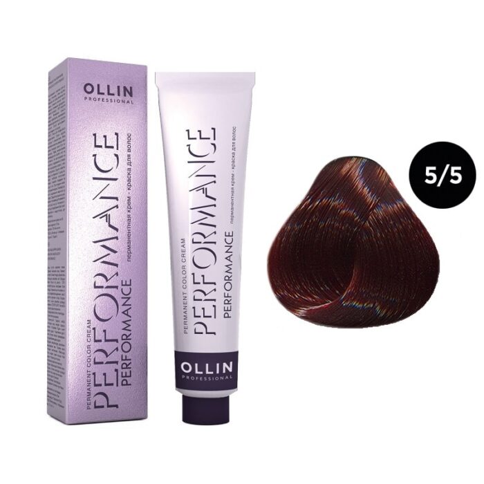 OLLIN Performance Перманентная крем-краска для волос 5/5 светлый шатен махагоновый 60 мл — изображение 1