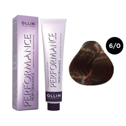 OLLIN Performance Перманентная крем-краска для волос 6/0 темно-русый 60 мл