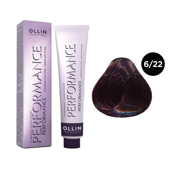 OLLIN Performance Перманентная крем-краска для волос 6/22 темно-русый фиолетовый 60 мл — изображение 1