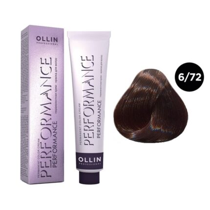 OLLIN Performance Перманентная крем-краска для волос 6/72 темно-русый коричнево-фиолетовый 60 мл