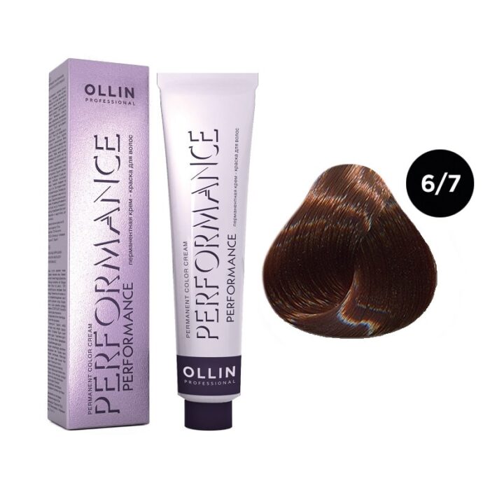 OLLIN Performance Перманентная крем-краска для волос 6/7 темно-русый коричневый 60 мл — изображение 1