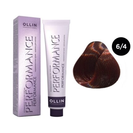 OLLIN Performance Перманентная крем-краска для волос 6/4 темно-русый медный 60 мл