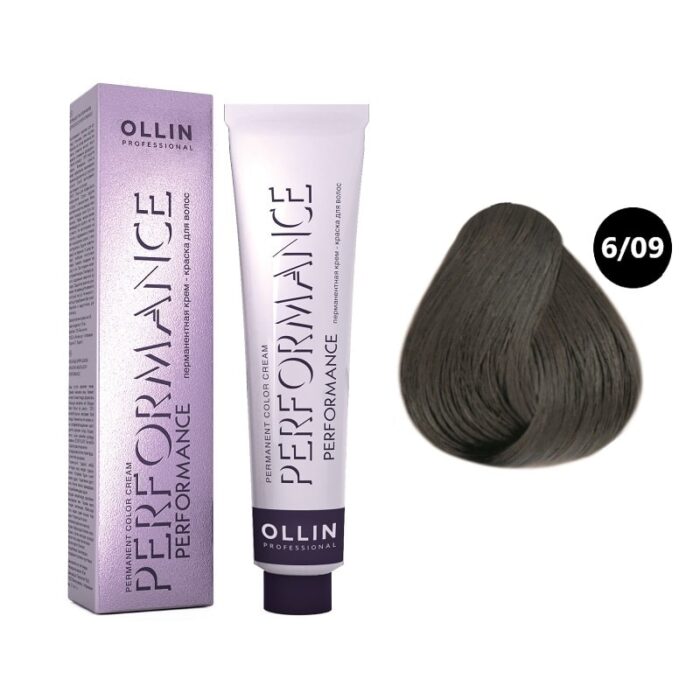 OLLIN Performance Перманентная крем-краска для волос 6/09 темно-русый прозрачно-зеленый 60 мл — изображение 1