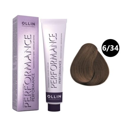 OLLIN Performance Перманентная крем-краска для волос 6/34 темно-русый золотисто-медный 60 мл