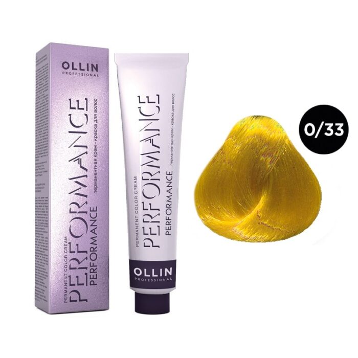 OLLIN Performance Перманентная крем-краска для волос 0/33 желтый 60 мл — изображение 1